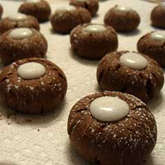 Chocolate Peppermint Thumbprint Cookies