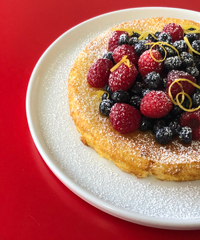 Lemon Ricotta Pudding Cake with Fresh Berries